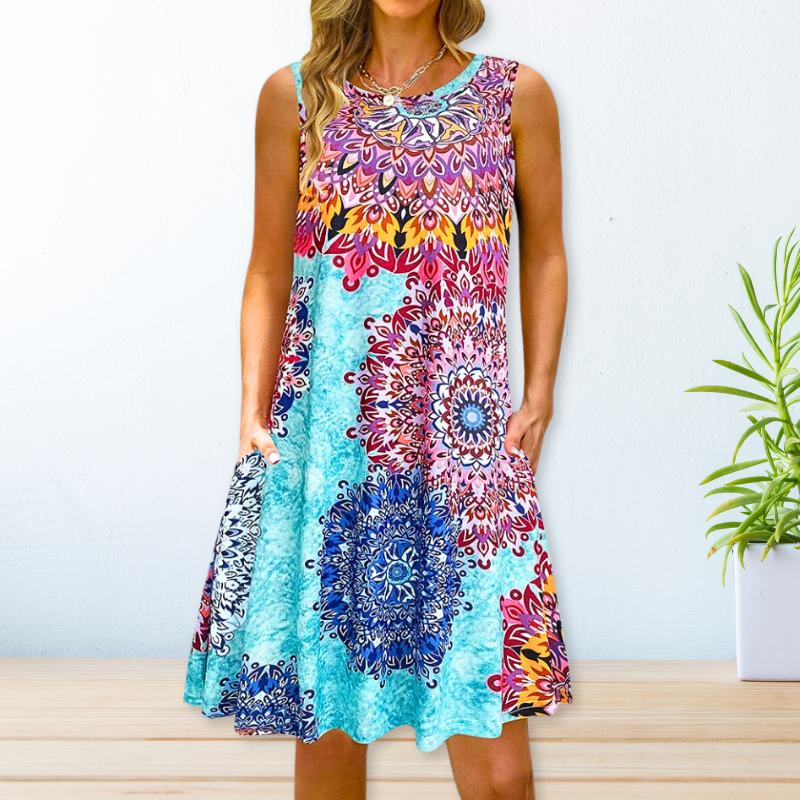 Boho zomerjurk met kleurrijke print - Mila