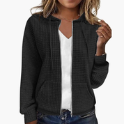 Wafelstructuur hoodie met rits - Mila