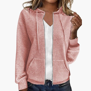 Wafelstructuur hoodie met rits - Mila