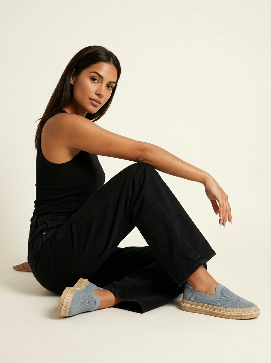 Ademende knit espadrille instappers – Mireille