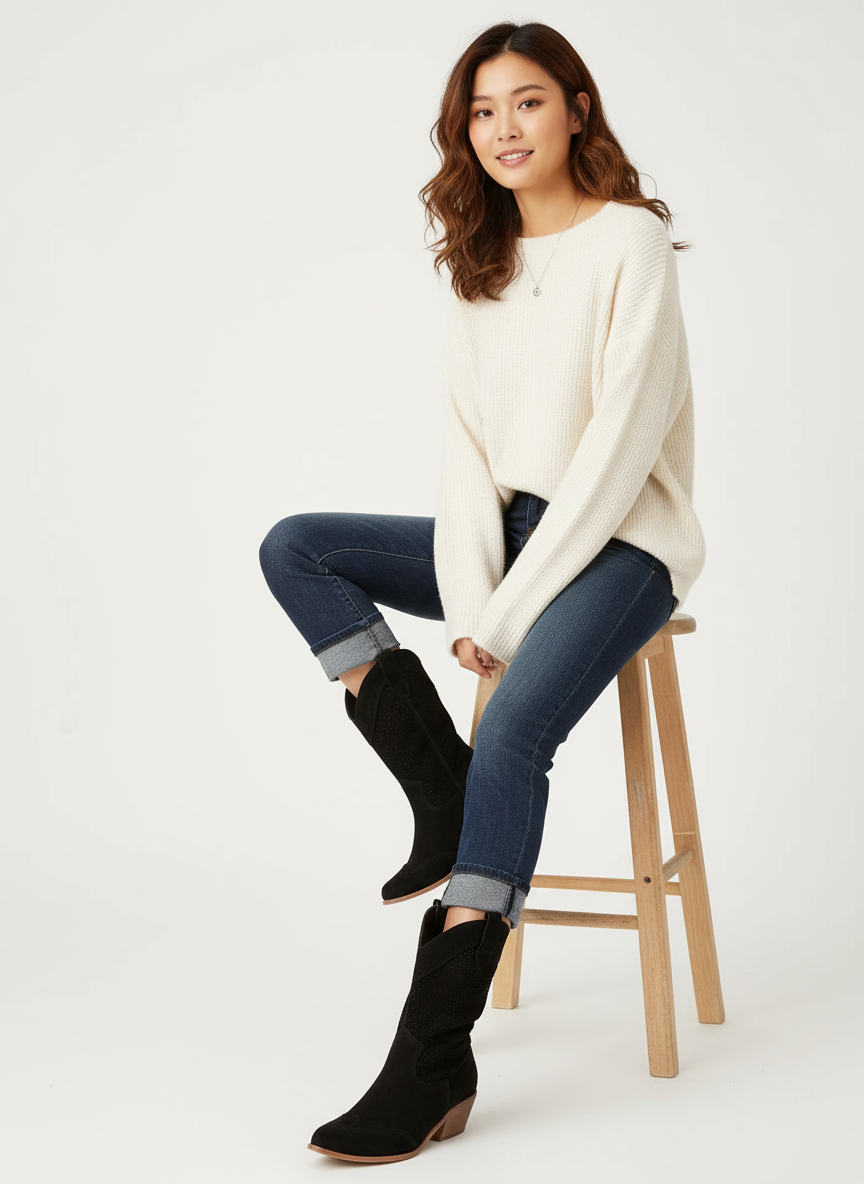 Ademende stijlvolle cowboylaarzen met blokhak