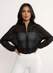 Ademend mesh jack met rits dames – Aero