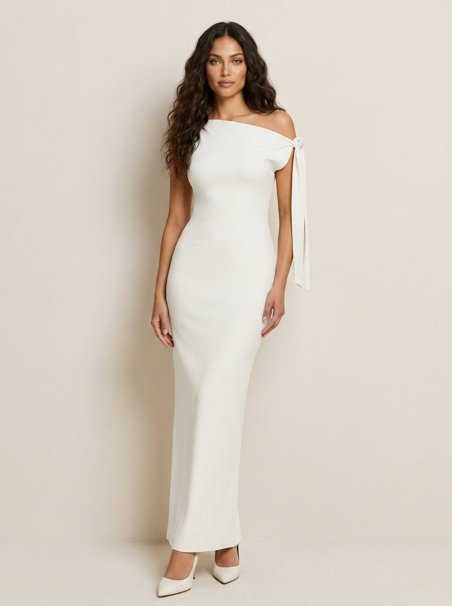Asymmetrische avondjurk met strikdetail - Valentina