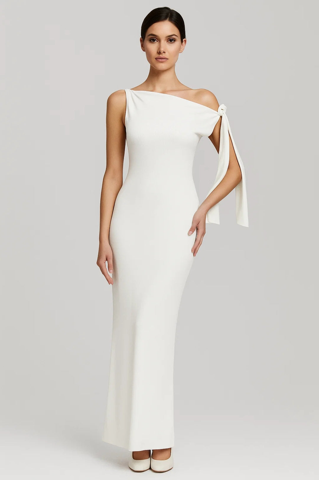 Asymmetrische avondjurk met strikdetail - Valentina