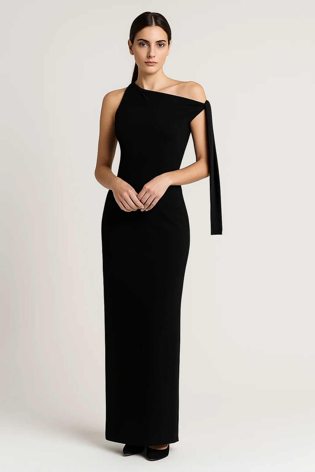 Asymmetrische avondjurk met strikdetail - Valentina