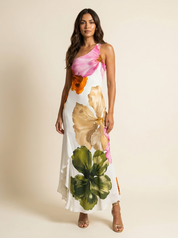 Asymmetrical maxi dress with luxurious floral print – Valérie
