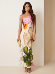 Asymmetrical maxi dress with luxurious floral print – Valérie