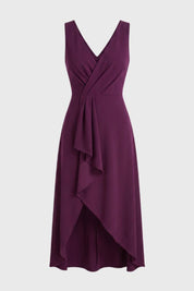 Asymmetrische midi jurk met watervaldetail - Elena