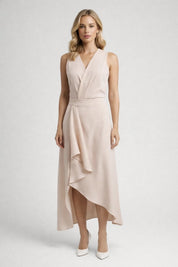 Asymmetrische overslag midi jurk - Amélie