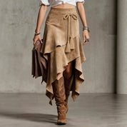 Asymmetrische suede wikkelrok – Alina