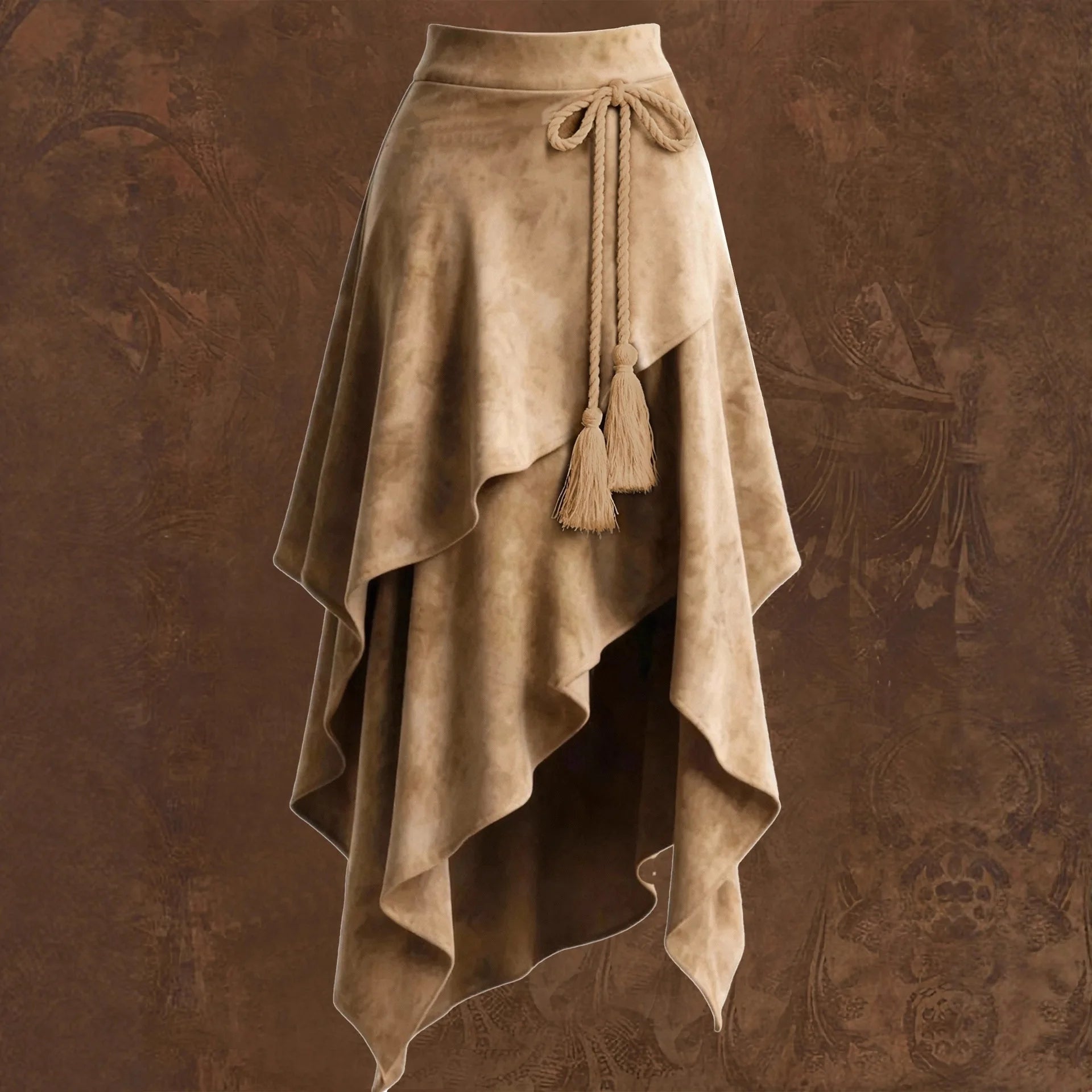 Asymmetrische suede wikkelrok – Alina