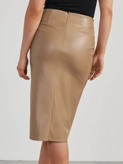 Asymmetrische vegan leren midi rok – Aria