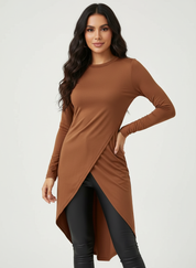 Asymmetrische wikkel tuniek dames met stretch – Livia