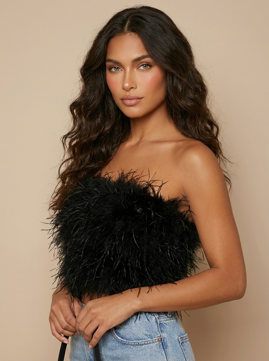 Bandeau top met veren - Valentina
