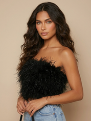 Bandeau top met veren - Valentina