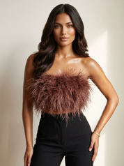Bandeau top met veren - Valentina