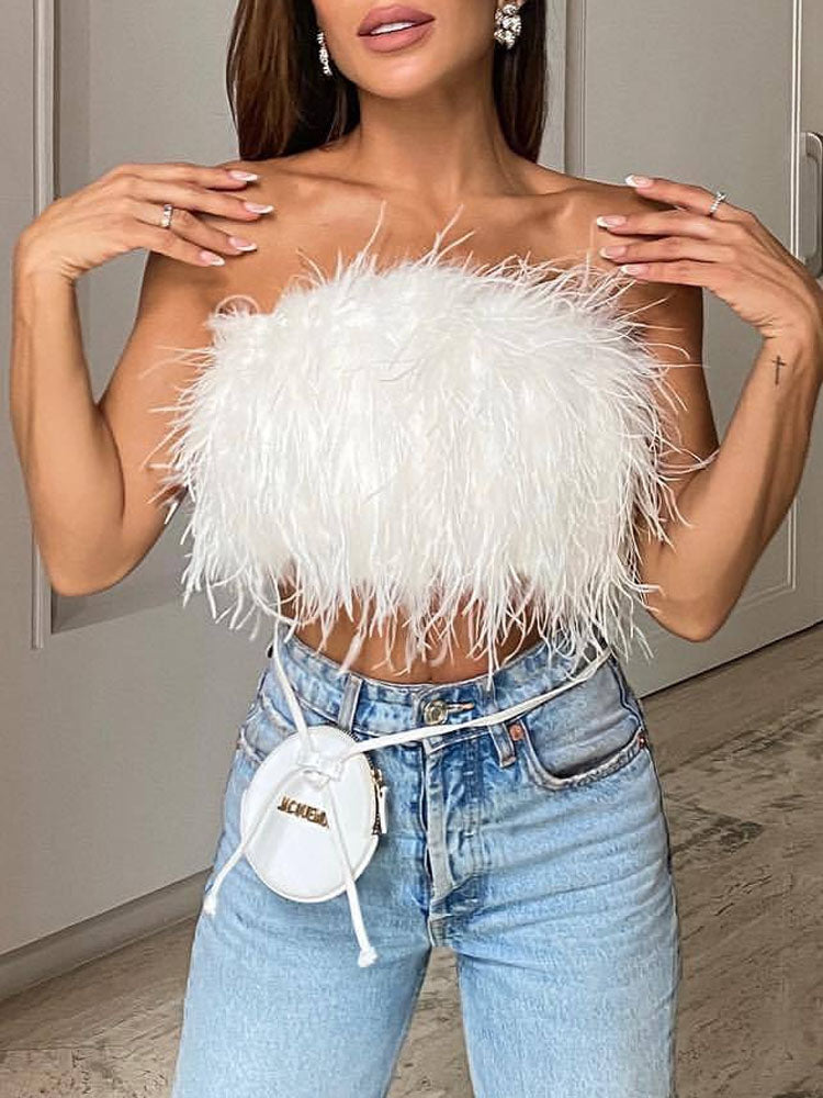 Bandeau top met veren - Valentina