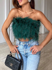 Bandeau top met veren - Valentina