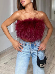 Bandeau top met veren - Valentina