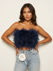 Bandeau top met veren - Valentina