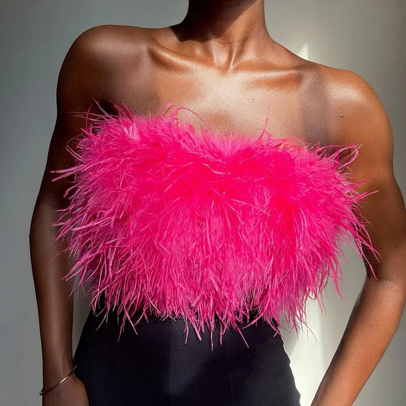 Bandeau top met veren - Valentina