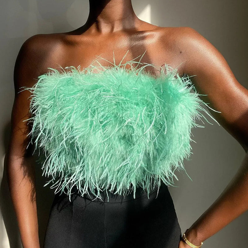 Bandeau top met veren - Valentina