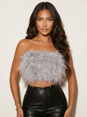 Bandeau top met veren - Valentina