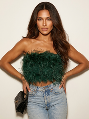 Bandeau top met veren - Valentina