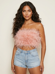 Bandeau top met veren - Valentina