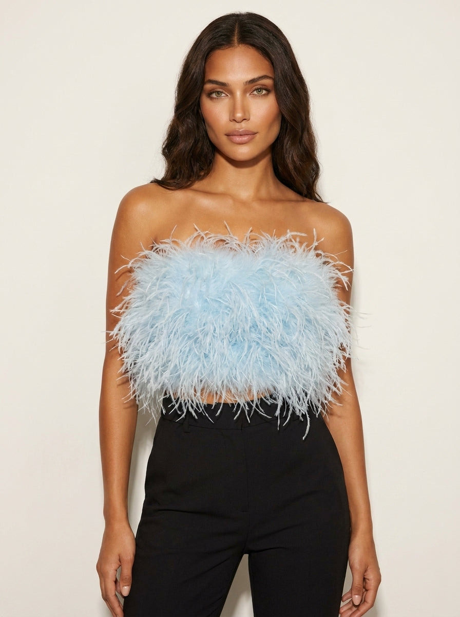 Bandeau top met veren - Valentina