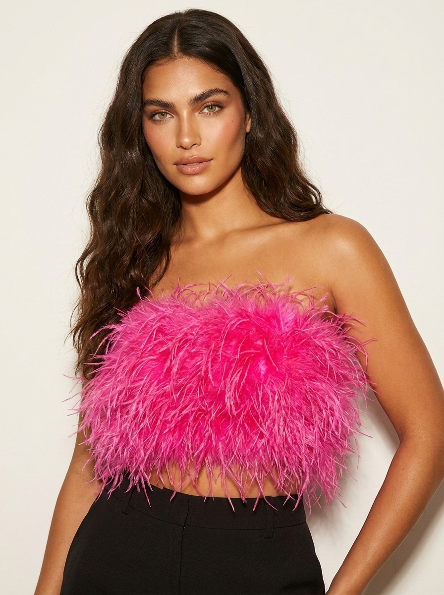 Bandeau top met veren - Valentina