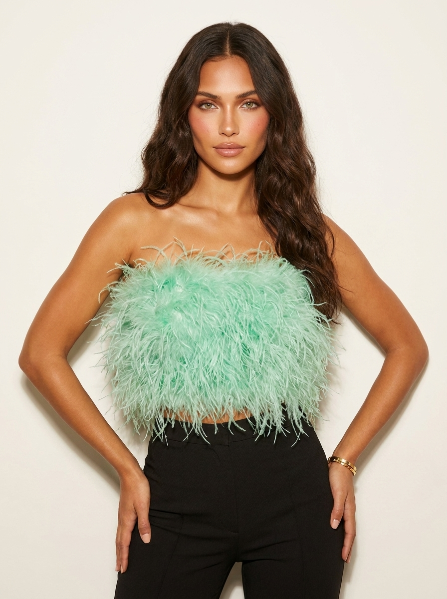 Bandeau top met veren - Valentina