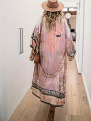 Bloemen kimono met wijde mouwen