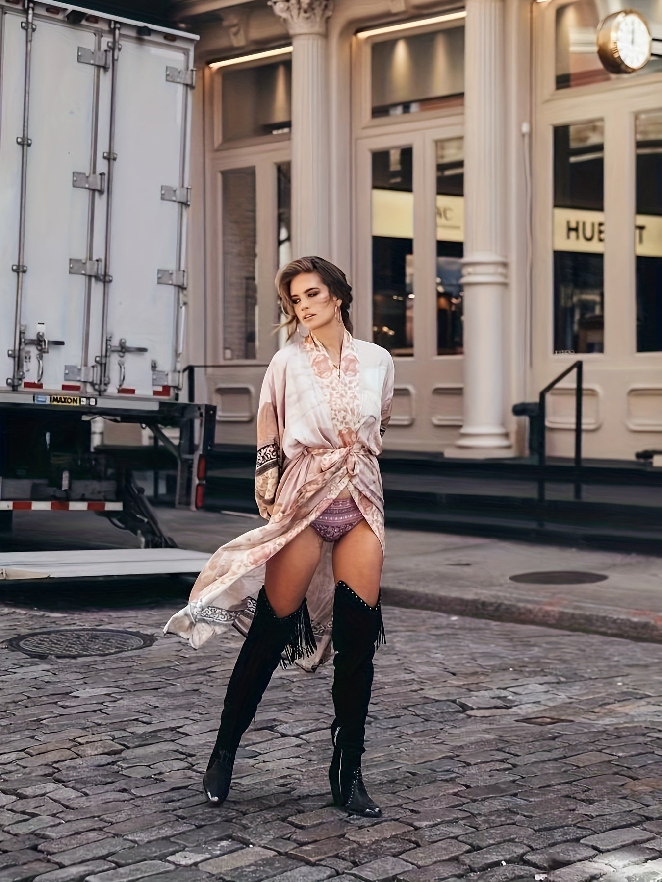 Bloemen kimono met wijde mouwen