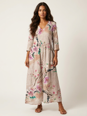 Bloemen maxi jurk met V-hals - Benthe
