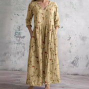Bloemen maxi jurk met V-hals - Benthe