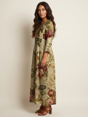 Bloemen maxi jurk met V-hals - Benthe
