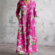Bloemen maxi jurk met V-hals - Benthe