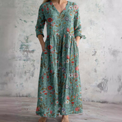 Bloemen maxi jurk met V-hals - Benthe