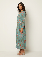 Bloemen maxi jurk met V-hals - Benthe