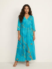 Bloemen maxi jurk met V-hals - Benthe