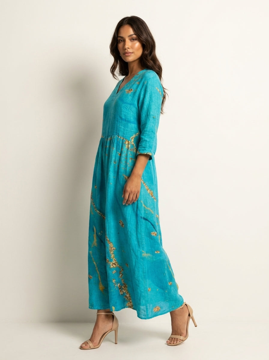 Bloemen maxi jurk met V-hals - Benthe