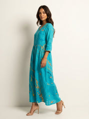 Bloemen maxi jurk met V-hals - Benthe