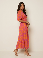 Bloemen maxi jurk met V-hals - Valentina