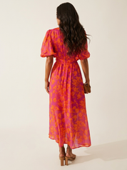 Bloemen maxi jurk met V-hals - Valentina