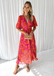 Bloemen maxi jurk met V-hals - Valentina