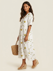 Bloemen midi jurk met V-hals - Rosalie