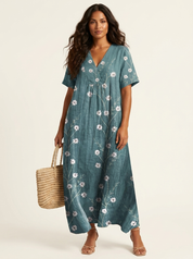 Bloemen midi jurk met V-hals - Rosalie