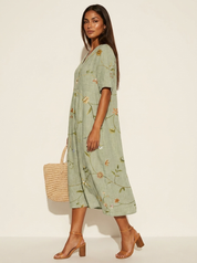 Bloemen midi jurk met V-hals - Rosalie