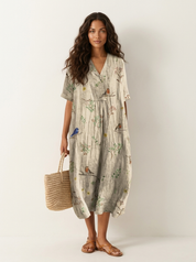 Bloemen midi jurk met V-hals - Rosalie